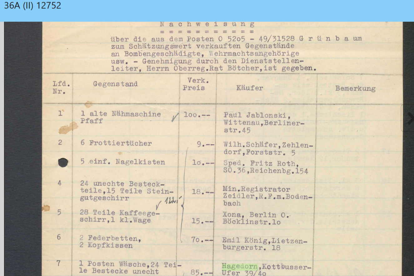 Rep. 36A Oberfinanzpräsident Berlin-Brandenburg (II) Vermögensverwertungsstelle Nr. 12752