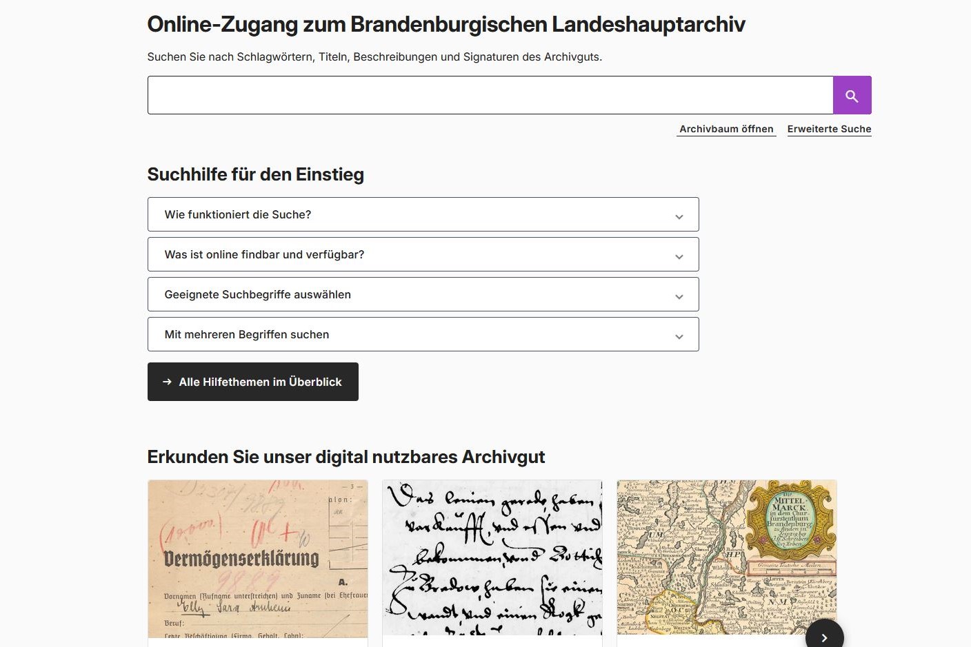Neuer Online-Zugang zum Archiv 
