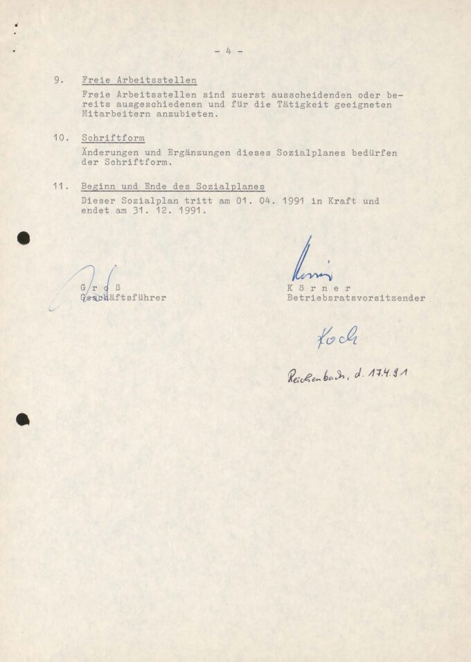 Betriebsvereinbarung, letzte Seite BLHA, Rep. 907 VEB Hutwerke Guben Nr. 1159