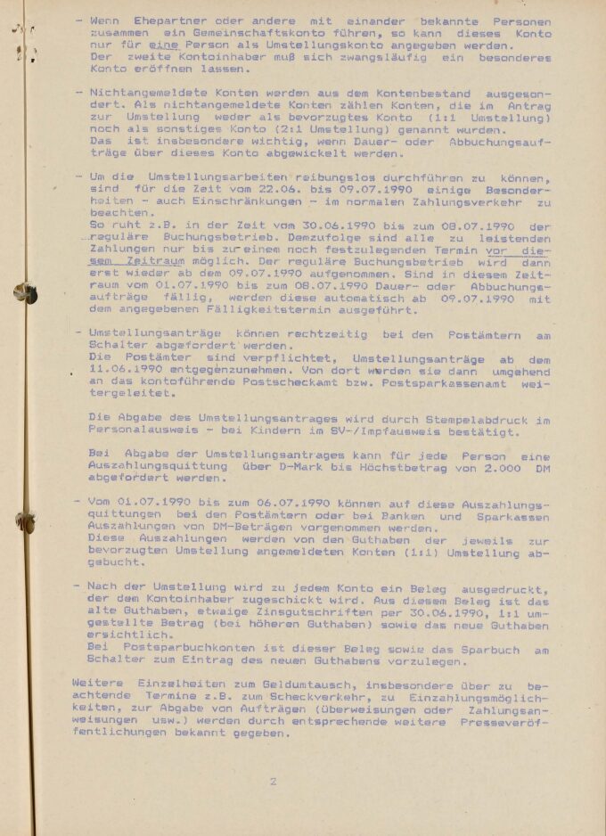 Pressemitteilung der Deutschen Post, Seite 2, BLHA, Rep. 463 Deutsche Post Bezirksdirektion Potsdam Nr. 2707
