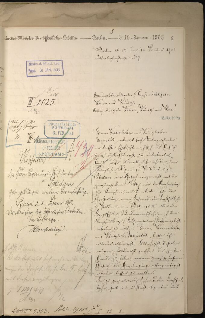 Anschreiben an Kaiser Wilhelm II, Rep 2A I V 1762 Blatt 8