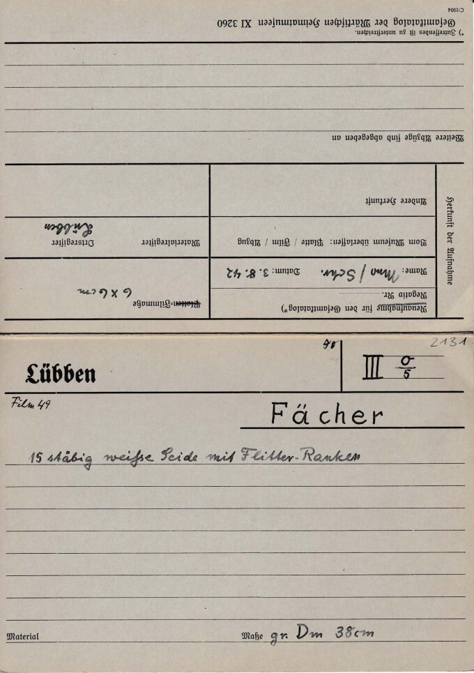Fächer Karteikarte