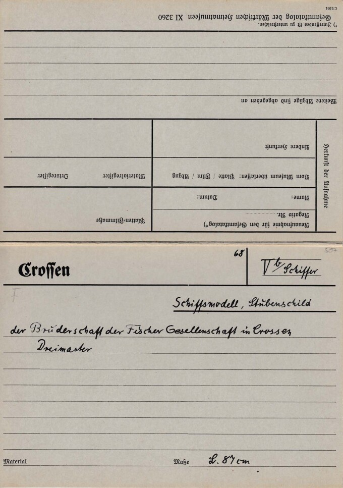 Schiffsmodell Karteikarte