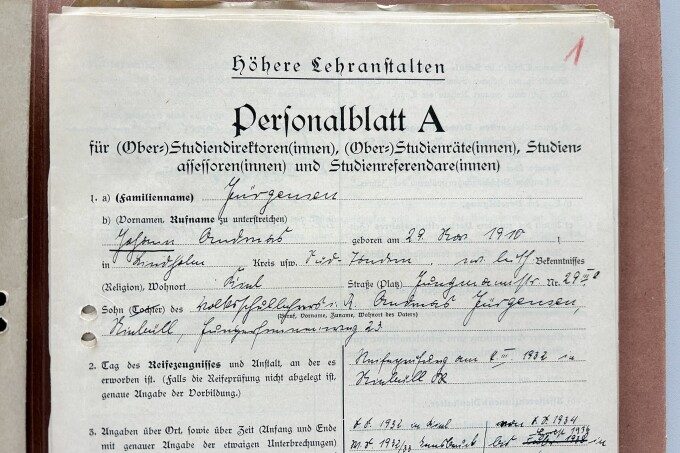 Rep. 34 Provinzialschulkollegium Personalia 2110 Blatt 1