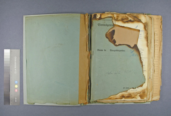 File with fire damage