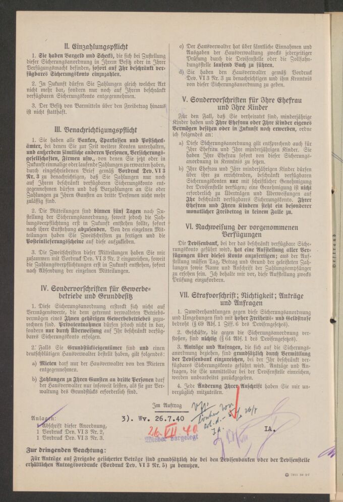 gedruckte Anordnung in Frakturschrift
