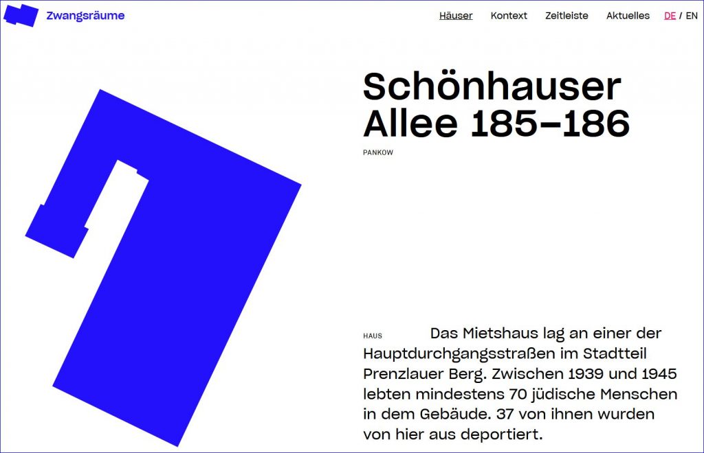 Ausschnitt aus der Website zur Hausgeschichte Schönhauser Allee 185-186