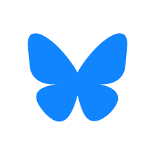 Logo von Bluesky mit Link zum Profil des OFP-Projekts